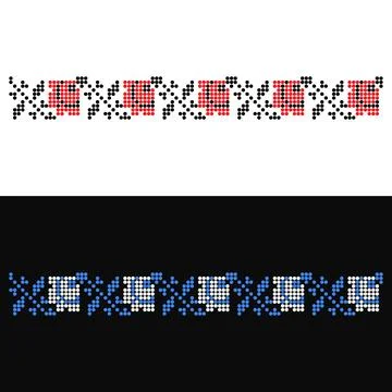 Dot-Style Folk Rose Border Ornament Vector Stock Illustration