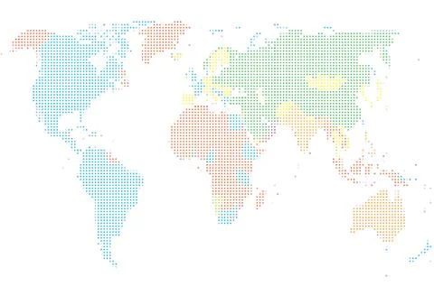 Dot Style World Map With Continents Stock Illustration