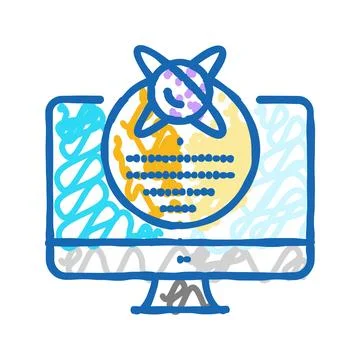 Dot technology quantum icon doodle illustration Stock Illustration