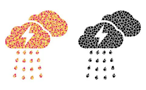Dot Thunderstorm Clouds Mosaic Icons 스톡 일러스트