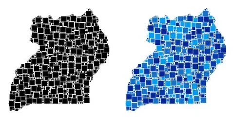 Dot Uganda Map with Blue Version Stock Illustration