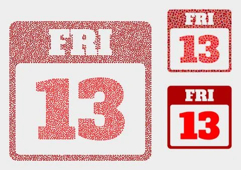 Dot Vector 13Th Friday Calendar Page Icons イラスト素材