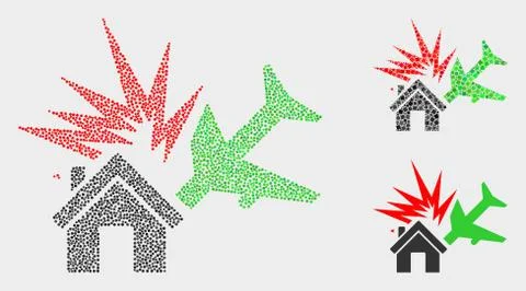 Dot Vector Airplane Disaster Icons Stockillustratie