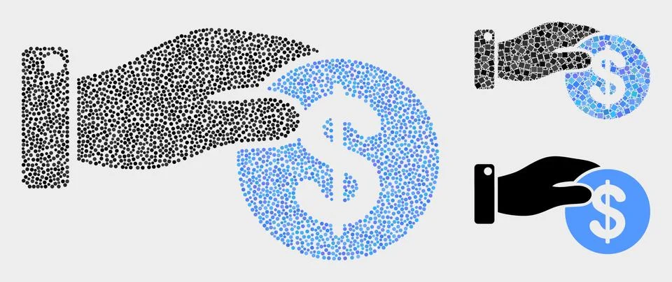 Dot Vector Coin Payment Hand Icons Illustrazione stock