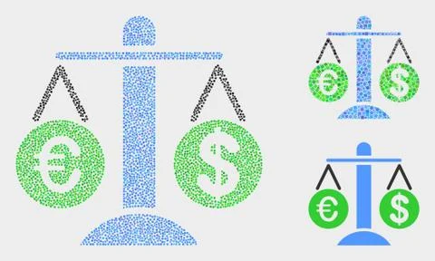 Dot Vector Compare Euro Dollar Icons 스톡 일러스트