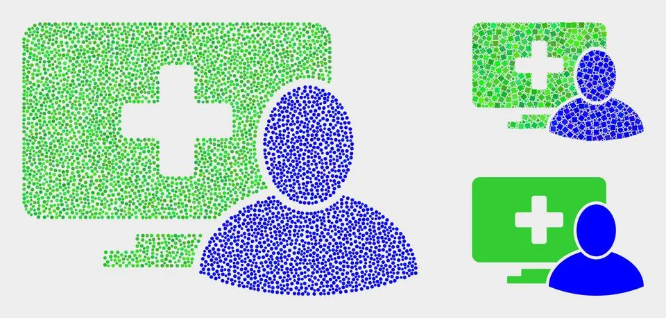Dot Vector Computer Patient Icons Illustrazione stock