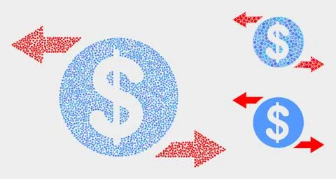 Dot Vector Dollar Exchange Arrows Icons Illustrazione stock