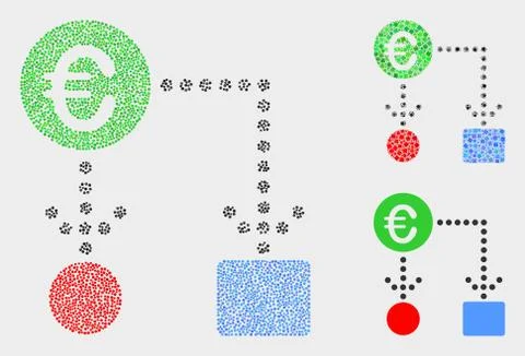 Dot Vector Euro Cash Flow Icons Stock Illustration