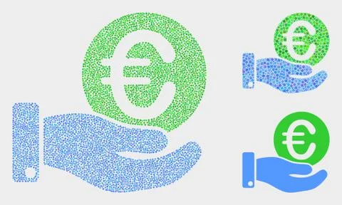 Dot Vector Euro Coin Donation Hand Icons Illustrazione stock