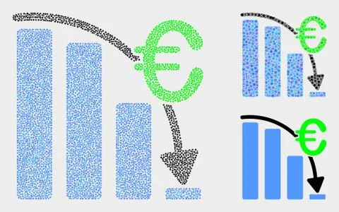 Dot Vector Euro Crisis Chart Icons Stock Illustration