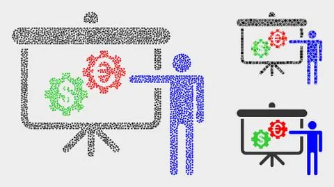 Dot Vector Financial Engine Presentation Icons Illustrazione stock