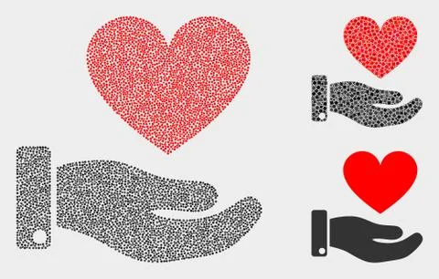 Dot Vector Heart Donation Hand Icons 스톡 일러스트