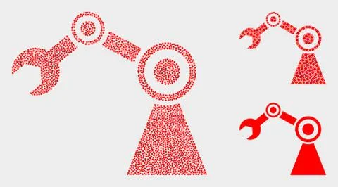 Dot Vector Industrial Robot Icons 스톡 일러스트