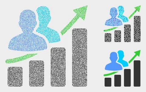 Dot Vector People Growing Chart Icons Illustrazione stock