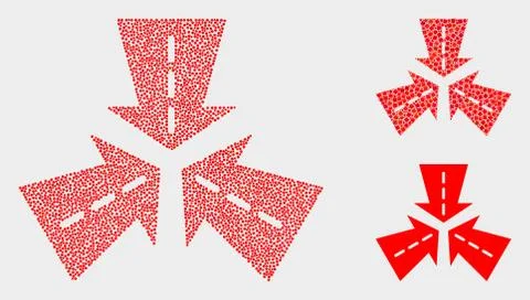 Dot Vector Triple Roads Intersection Icons Stock Illustration