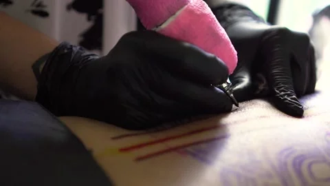 Dot work technique in tattoos Stock Footage 194455214