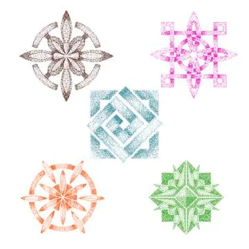 Dot work vector dotted geometric shape or abstract flower with tone and graphic Stock Illustration