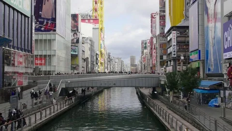 Dotombori Bridge time lapse  Stock Footage 71009294