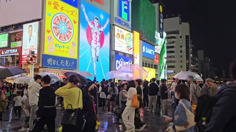 Dotonbori crowded touristic area at night Stock Footage 275684793