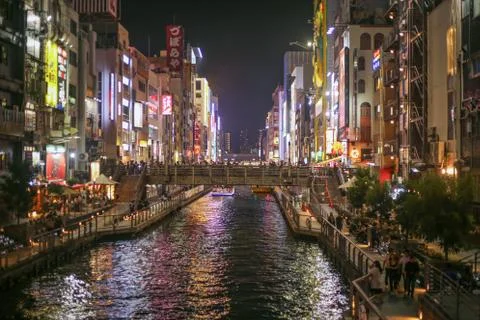 Dotonbori at night. Dotonbori is one of the most famous place in Osaka. Foto stock