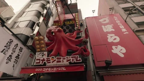 Dotonbori’s Iconic Giant Octopus Landmark Stock Footage 340026431
