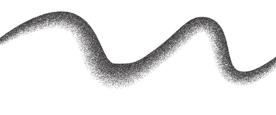Dots abstract wave line path shape. Squiggle curve black grain textured element. Illustrazione stock