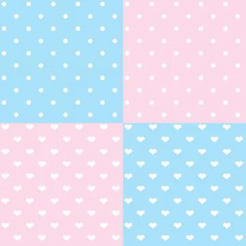 Dots and Hearts Seamless Patterns Illustrazione stock