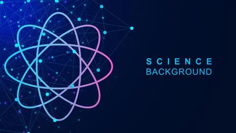 Dots and lines connection with science icon on dark blue background. Illustrazione stock