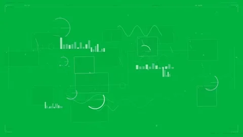 Dots appearing, HUD animating panels, nodes, bars and waveform on transparent Stock Footage 334118768