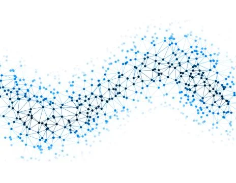 The dots are connected by lines in the form of a wave. Abstract vector Stock Illustration