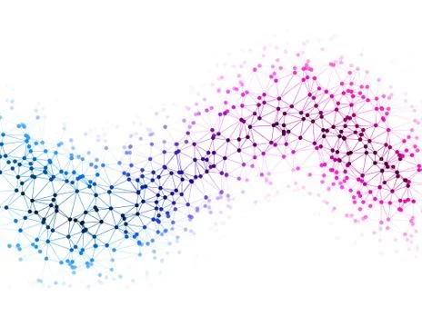 The dots are connected by lines in the form of a wave. Abstract vector Stock Illustration