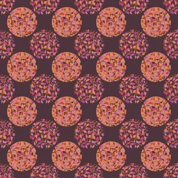 Dots with autumn leaves seamless vector pattern Stock Illustration