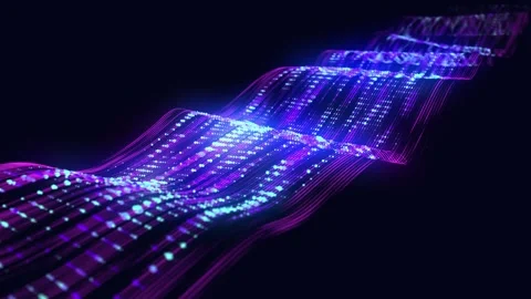 Dots big data on curves  way quantum computing. Futuristic digital data str.. Stock-Footage 332107637