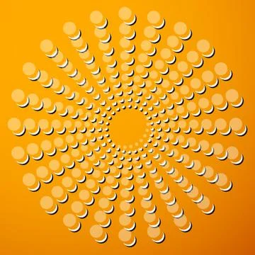 Dots, circles circular motif, element. Radiating, radial dots. Stock-Illustration