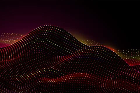 Dots digital landscape. Abstract technology sound wave, data science particles イラスト素材