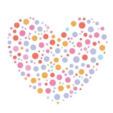 Dots, dotted, speckled heart element. Heart made of circles. Clip art for V.. Stock Illustration
