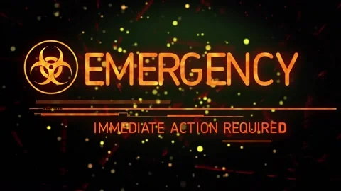 Dots drifting starting biohazard icon lines pulsing, text morphing into 動画素材 317369539
