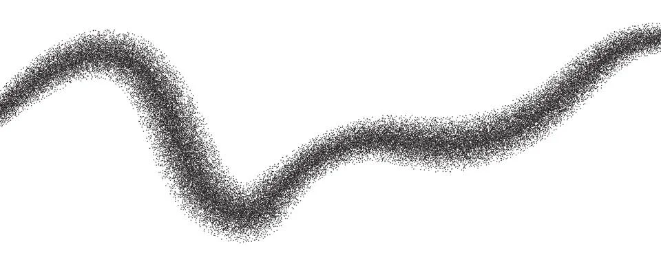 Dots gradient abstract wavy line shape. Squiggle curves way black grain textured 스톡 일러스트