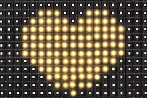 Dots matrix led diplay panel with illuminated symbol of heart Fotos de archivo