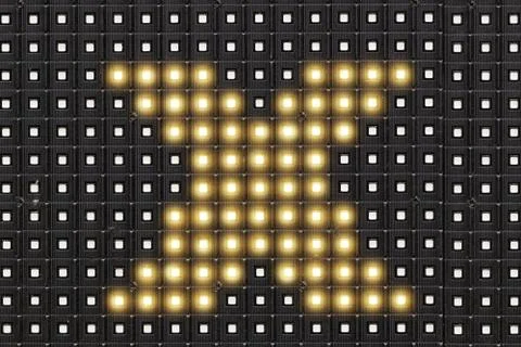 Dots matrix led diplay panel with illuminated symbol of  X cross symbol Fotos de archivo