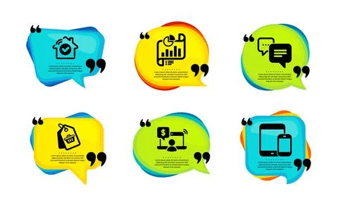 Dots message, House security and Sale tag icons set. Online shopping, Report 库存插图