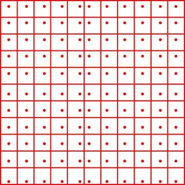 Dots in the middle of small squares seamless pattern. Red textile geometrical pa Stock Illustration