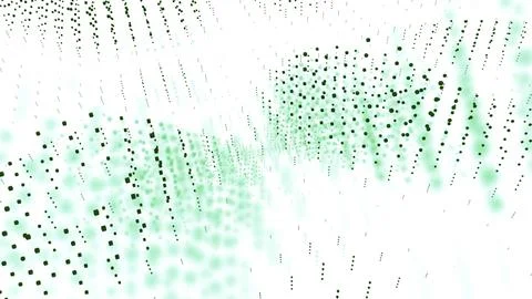 Dots moving in waves in space with spots. Design. Points moving in vertical Illustrazione stock
