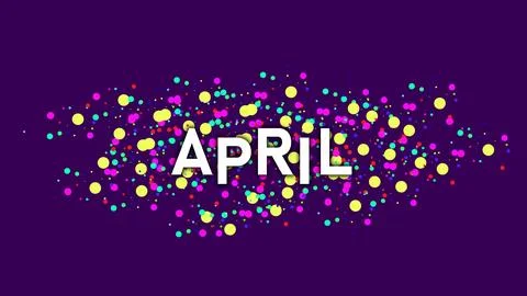 Dots particles explosion on APRIL text symbol sign logo Colorful and multic.. イラスト素材