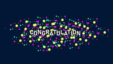 Dots particles explosion on CONGRATULATION text symbol sign logo Colorful a.. Illustrazione stock