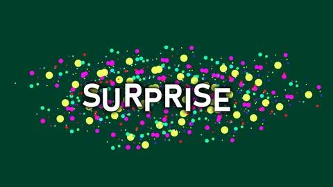 Dots particles explosion on SURPRISE text symbol sign logo Colorful and mul.. Stock Illustration