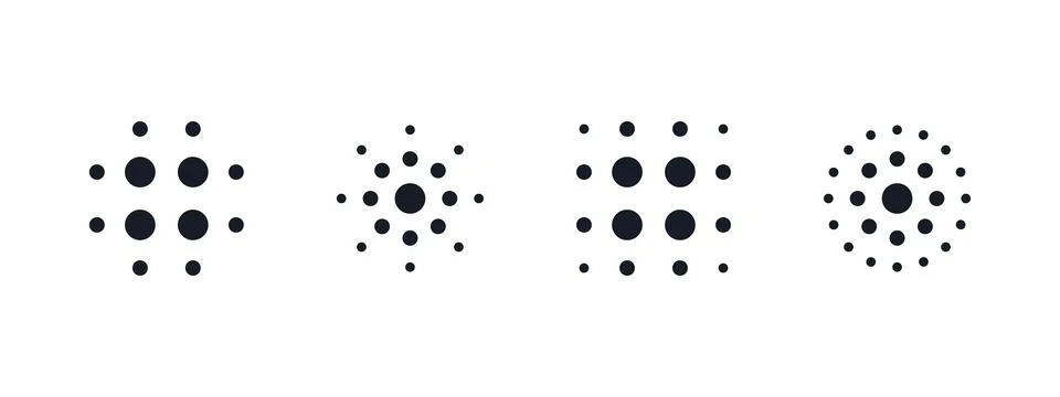 Dots pattern icon. Abstract grid of circles forming a halftone effect vecto.. Illustrazione stock