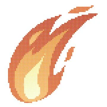 Dots Pixel Fire flames, bright fireball, heat wildfire and red hot bonfire, red Illustrazione stock