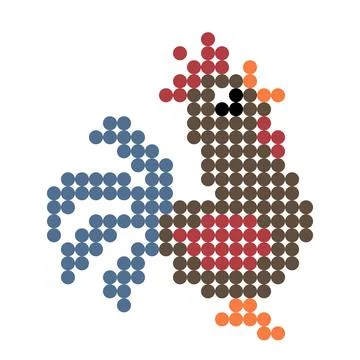Dots pixel rooster image. Vector Illustration of pixel art. Stock Illustration