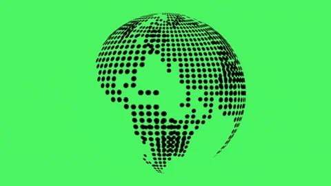 Dots Rotating World Map Green Screen Stock Footage 163633617